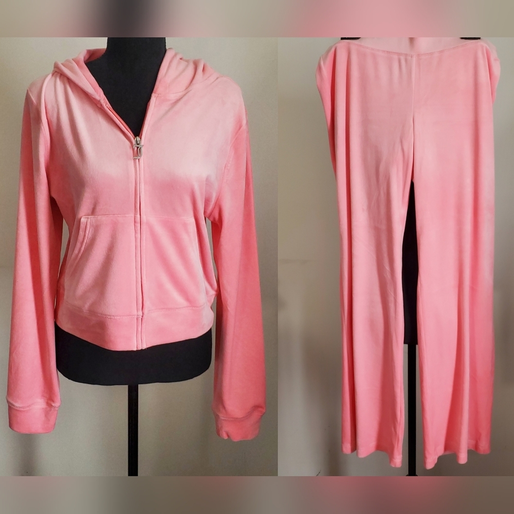 Juicy Couture Flamingo Pink Velour Tracksuit Set SIZE L. NWT